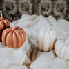 ivory and burnt orange pumpkin candle pillar handcrafted