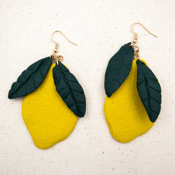 lemon drop polymer clay earrings dangles large