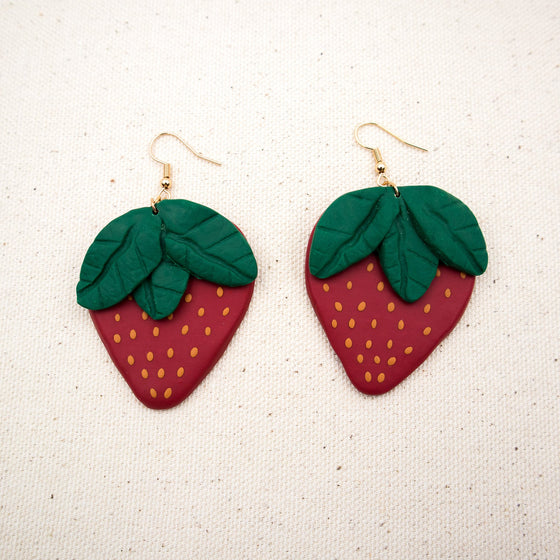 strawberry polymer clay earrings large dangles