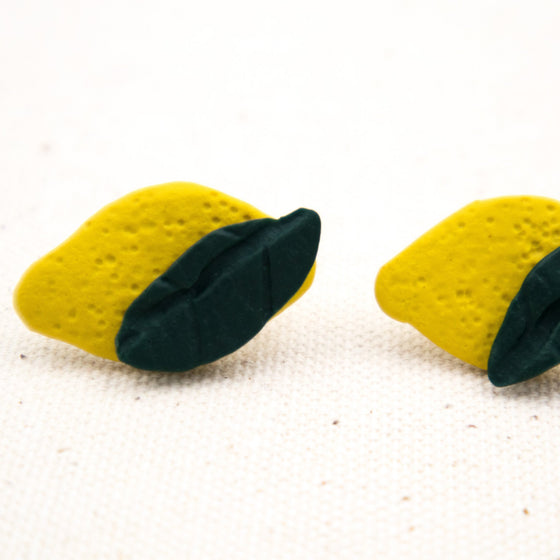 lemon drop polymer clay earrings studs