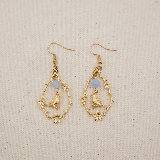 bird and angelite vignette earrings dangles