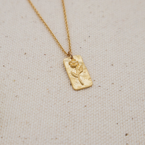birth month flower gold-filled cable chain necklace august
