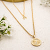 North star medallion pendant on dainty gold-filled rolo chain necklace