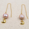 moon and pink freshwater pearl threader earrings
