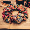 big scrunchie white with florals and blueberries