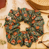 big scrunchie dark green with florals Liberty of London