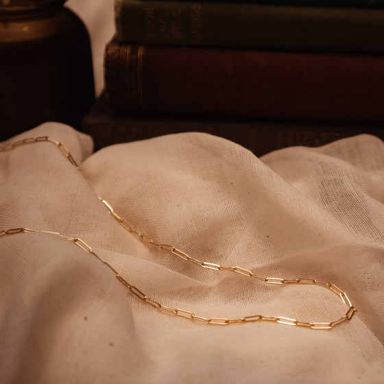 dainty drawn cable gold-filled paperclip chain necklace