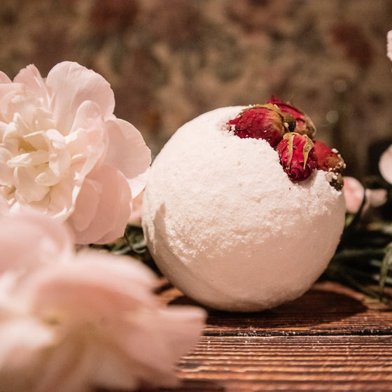 plum blossom and peony bath bomb canada white with rosebudsMonroe