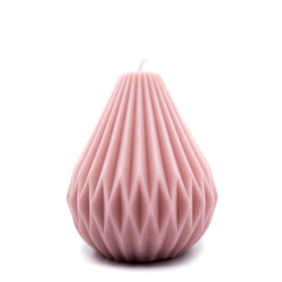 pink geometric pear candle pillar handcrafted modern