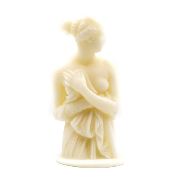ivory grecian goddess bust candle pillar handcrafted