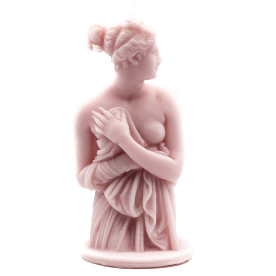 pink grecian goddess bust candle pillar handcrafted