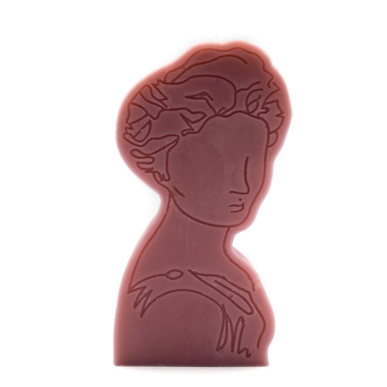 pink lady portrait line drawing candle pillar handcrafted