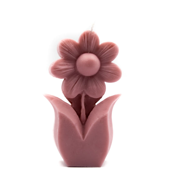 pink daisy flower candle pillar handcrafted