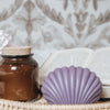 purple seashell shell candle pillar handcrafted