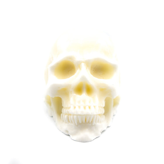 ivory skull pillar candle handcrafted