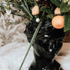 handmade concrete grecian goddess bust planter pot balck with flowers