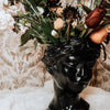 handmade concrete grecian goddess bust planter pot black with flowers