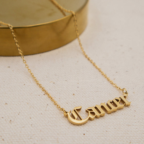 zodiac sign astrology gothic old english necklace cancer