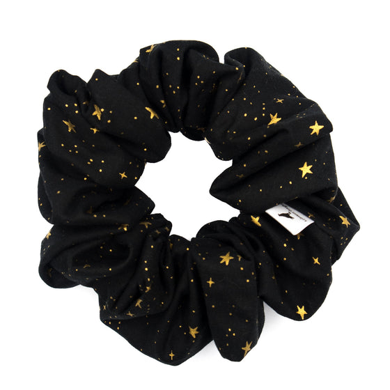 big scrunchie black with gold stars