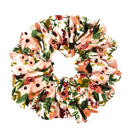 big scrunchie white with florals and berries