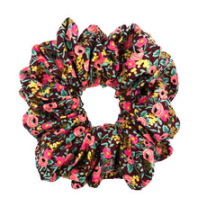  big scrunchie mulberry with pink and gold florals