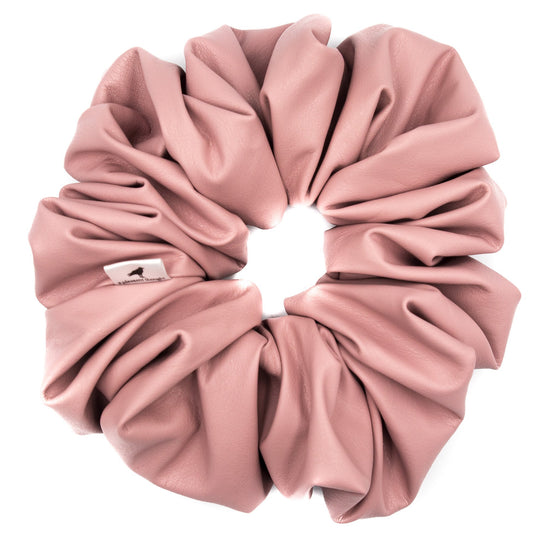 big scrunchie vegan leather dusty rose pink