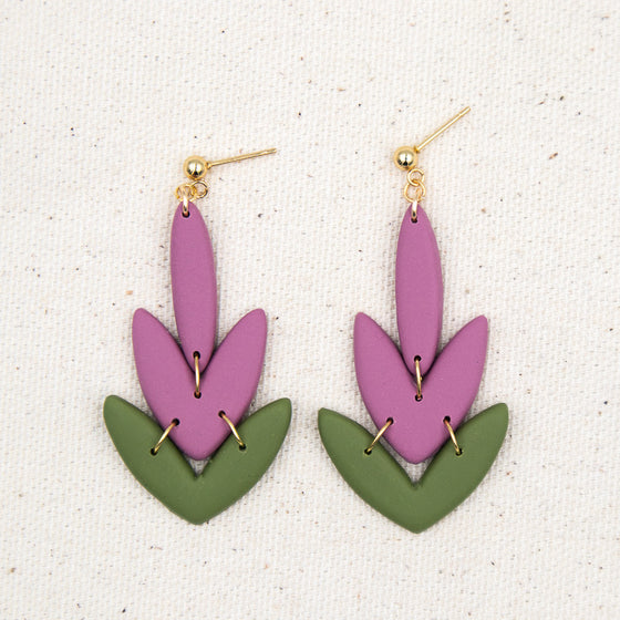 lavender bud modern polymer clay earrings dangle
