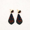     IMG_6020  800 × 800px  Polymer clay earrings red amaryllis flowers on black teardrop dangles