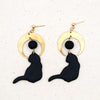 black cat moon onyx polymer clay earrings