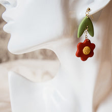  Posy polymer clay earrings red daisy dangles