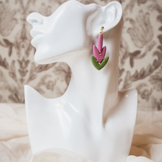 lavender bud modern polymer clay earrings dangle model
