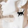 black cat moonstone gold spun howlite polymer clay earrings