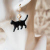black cat moonstone gold spun howlite polymer clay earrings