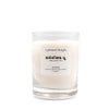mallikai pu jasmine flowers coconut apricot wax candle in a classic, clear glass votive with a wooden wick tamil candle a pleasant thought