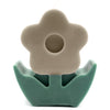 large flower candle pillar in white ivory green