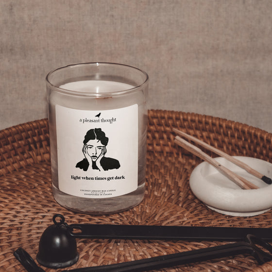 light when times get dark self care self love candle display