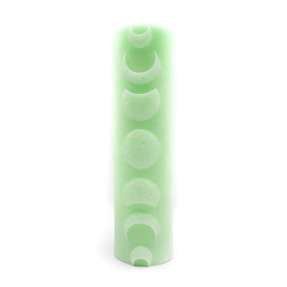 Moon Phases Candle Pillar green