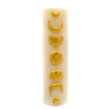  Golden Moon Phases Candle Pillar Ivory White Gold A Pleasant Thought
