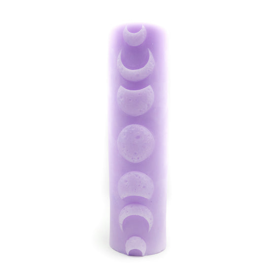 Moon Phases Candle Pillar purple lilac