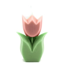  tulip flower candle pillar  in orange and green