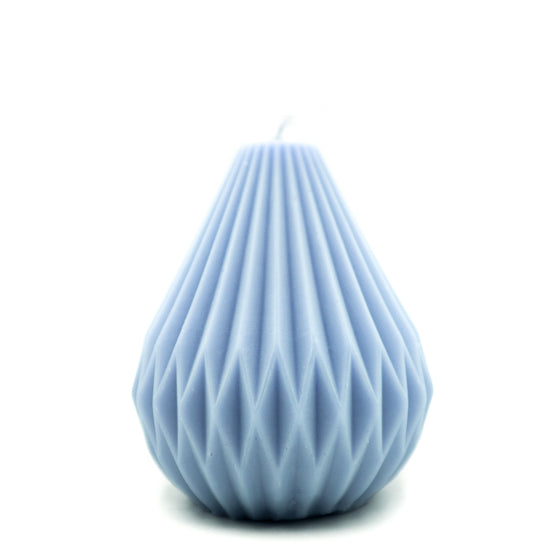 geometric pear candle pillar in blue