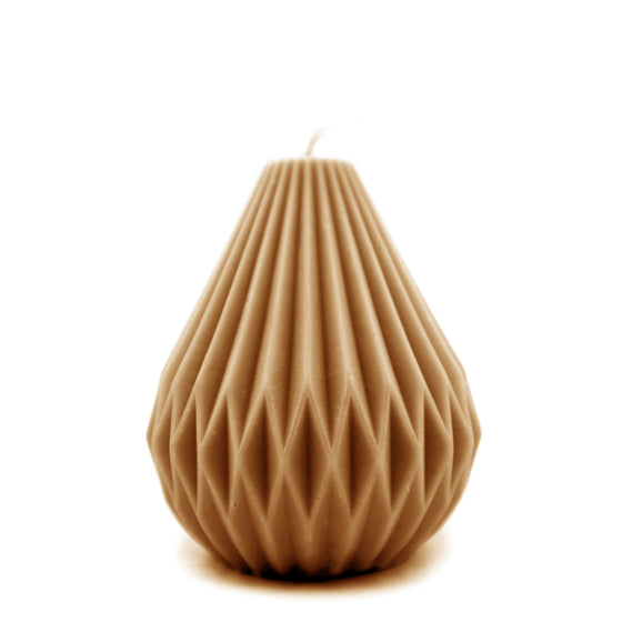 geometric pear candle pillar in burnt orange