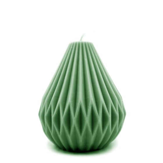 geometric pear candle pillar in emerald green