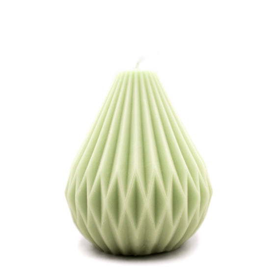 geometric pear candle pillar in green