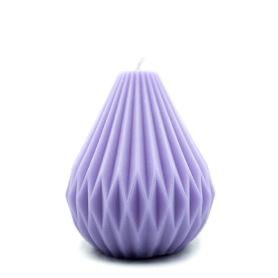 geometric pear candle pillar in purple