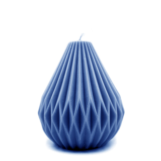 geometric pear candle pillar in sapphire blue