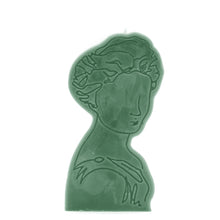  lady portrait line drawing candle pillar green