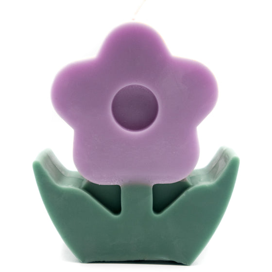 large flower candle pillar in purple