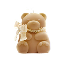  teddy bear pillar candle tan