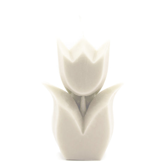 tulip flower candle pillar in ivory white